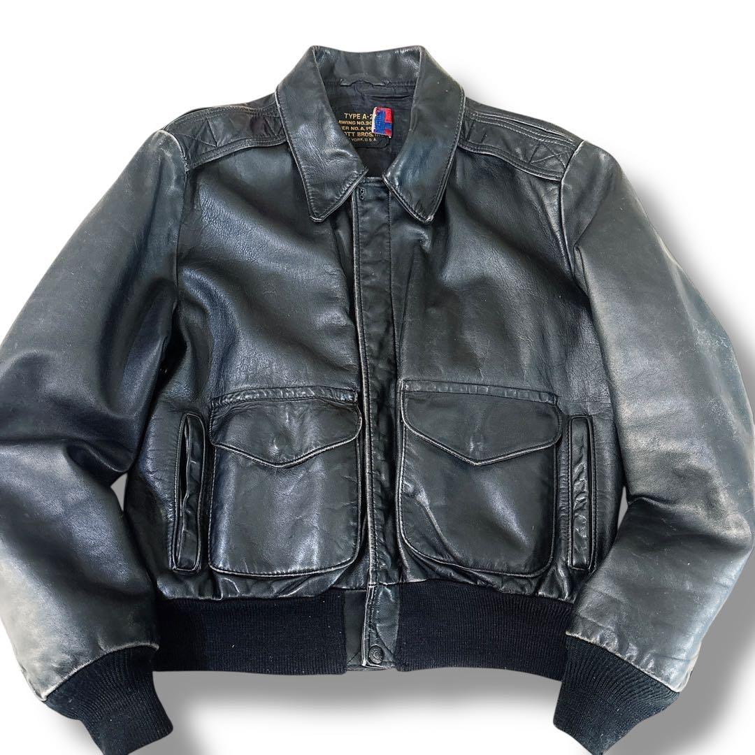 希少 サイズ42 XL相当 SCHOTT A-2 フライトジャケット ブラック