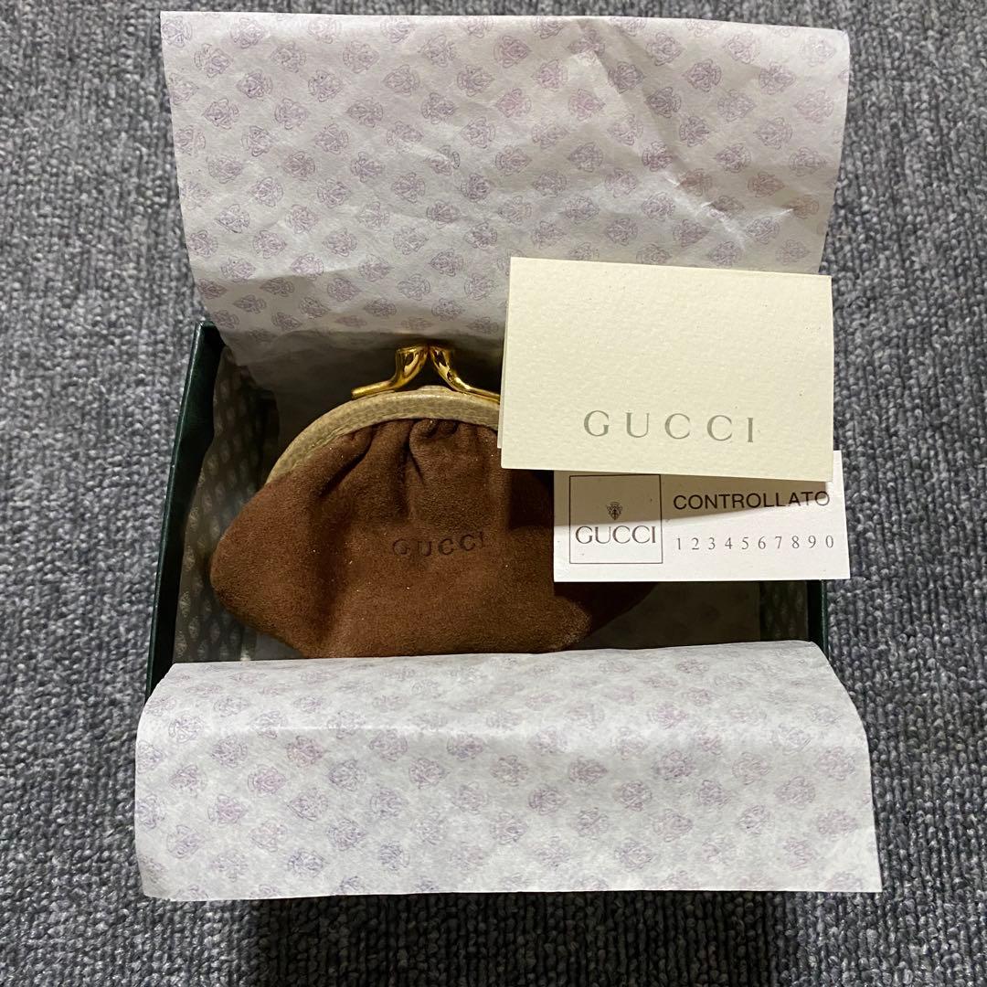 オールドグッチ GUCCI スエード バイカラー がま口 コインケース