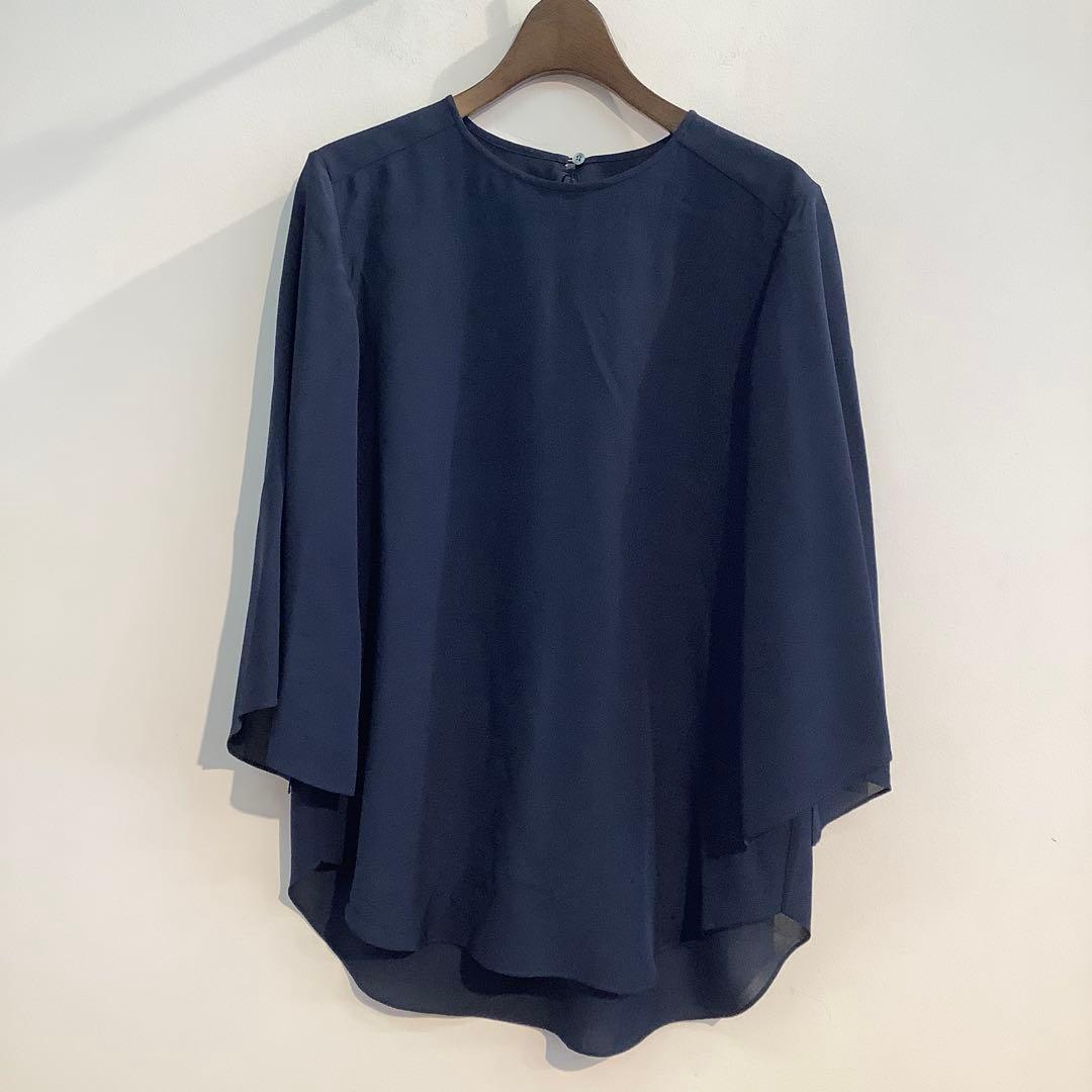 MIKAKO NAKAMURA ネイビーシルクブラウス　銀座和光　サイズ38
