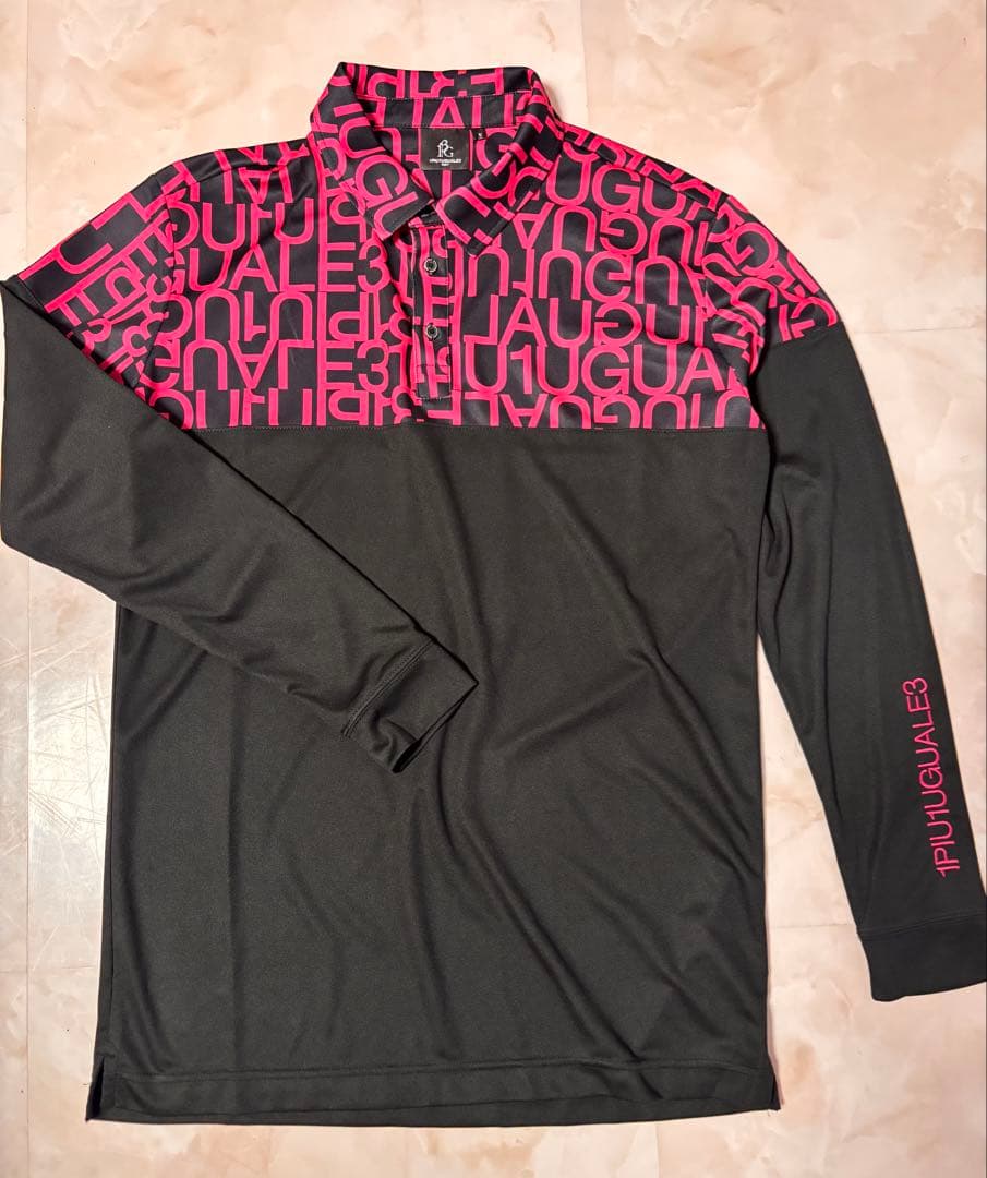 A*☆様 未着用 1PIUTUGUALES 長袖ポロシャツ Vサイズ ブラック/ コットン100 長袖ポロ （ポケットなし） 521－80 ブラック