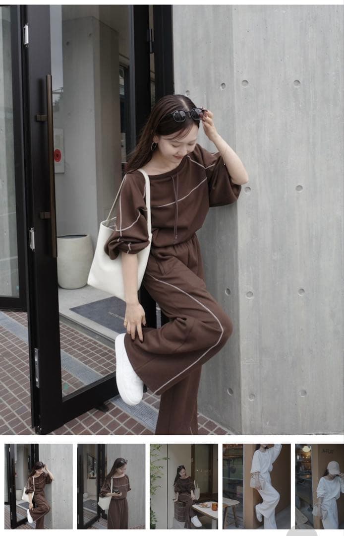 ステッチスウェットセットアップ jumelle ジュメロ　レーススウェットグレー JUMELLE（ジュメロ） スウェットパンツ ジャージ 「セットアップ着用可