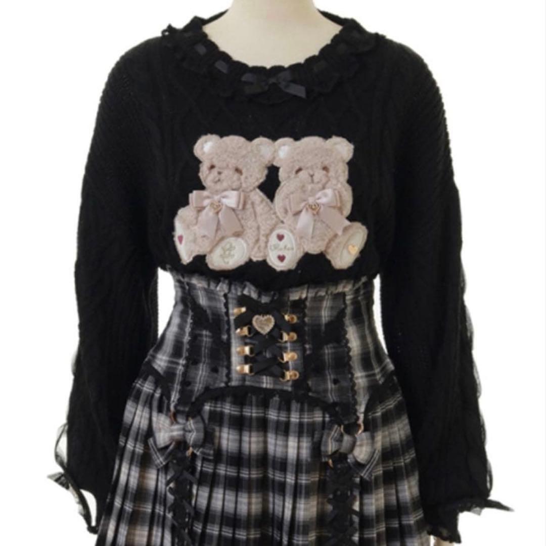 LIZLISA Twin Bears ニットトップス 黒