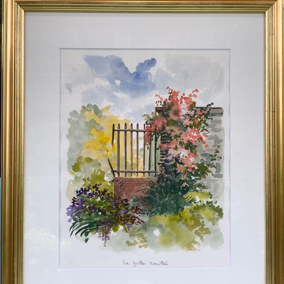 アンヌ・マリー　水彩画 「古い鉄柵II 」