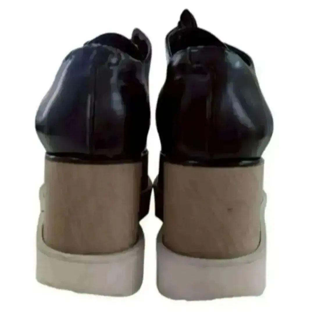 良品ステラマッカートニー エリス ブラックレザー 厚底レースアップ