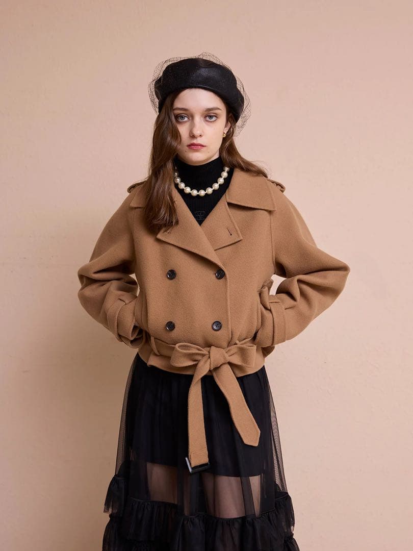 ウールショートトレンチコート　eimy ウールショートトレンチコート