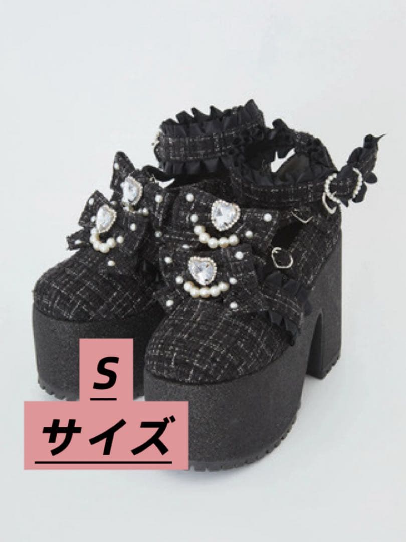 Ank Rouge ツイード厚底シューズ ブラック Sサイズ