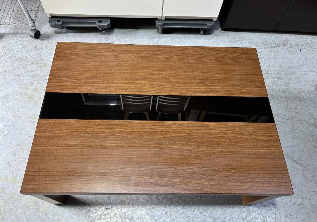 うさぎ様専用 株式会社 プラス 木目 長方形 こたつトップ黒ガラス付幅106cm