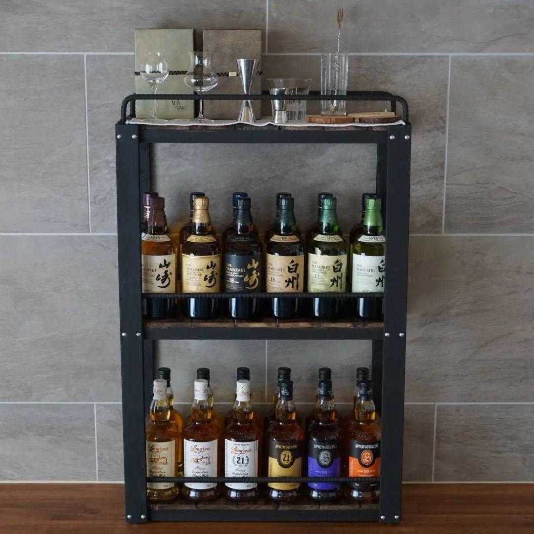 ウィスキーラック　男前インテリア　棚　インダストリアル　収納　お酒　多肉 922