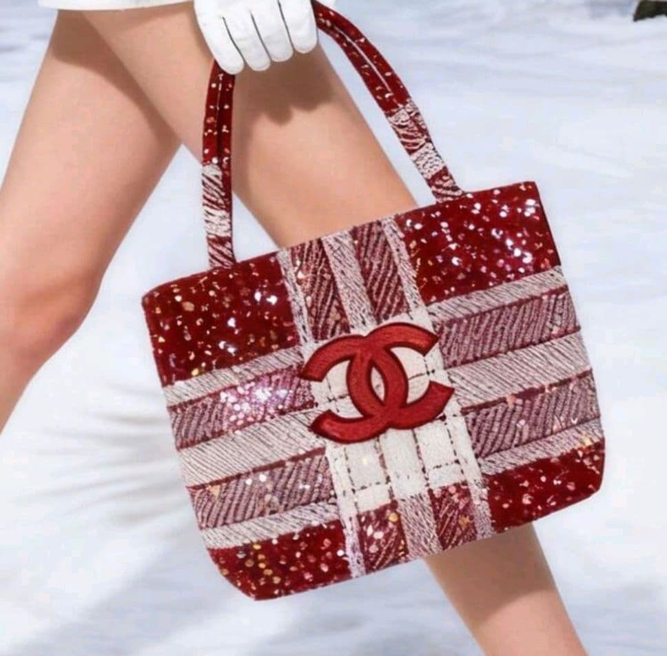 新品希少 CHANEL トートバッグ ノベルティ レッド スパンコール CHANEL】ツイードスパンコール トートバッグ レッド ノベルティ新品未