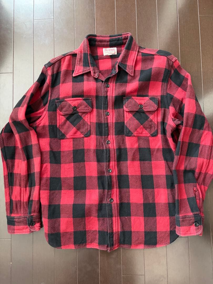 DELUXEWARE 赤黒ブロックチェックネルシャツ