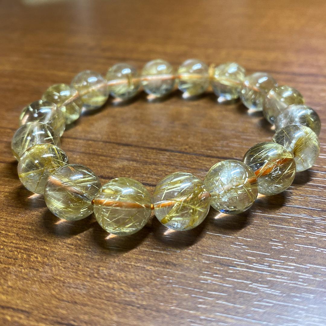 天然 ルチルクォーツ ブレスレット 12mm 約39.9g 昇仙峡 品質保証書付