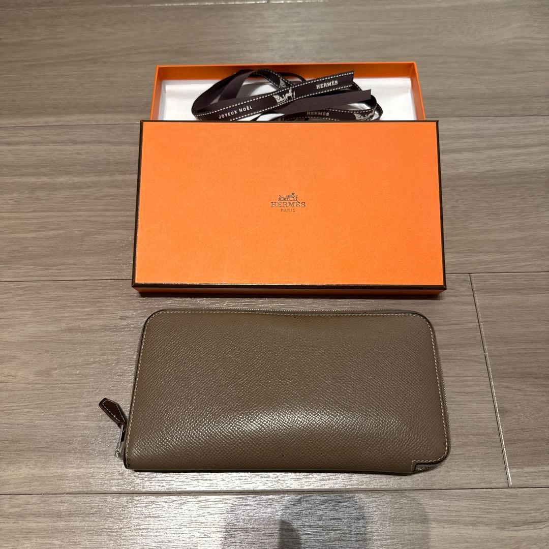 HERMES エルメス ジップ長財布 シルクインロング （エトゥープ） 箱付き