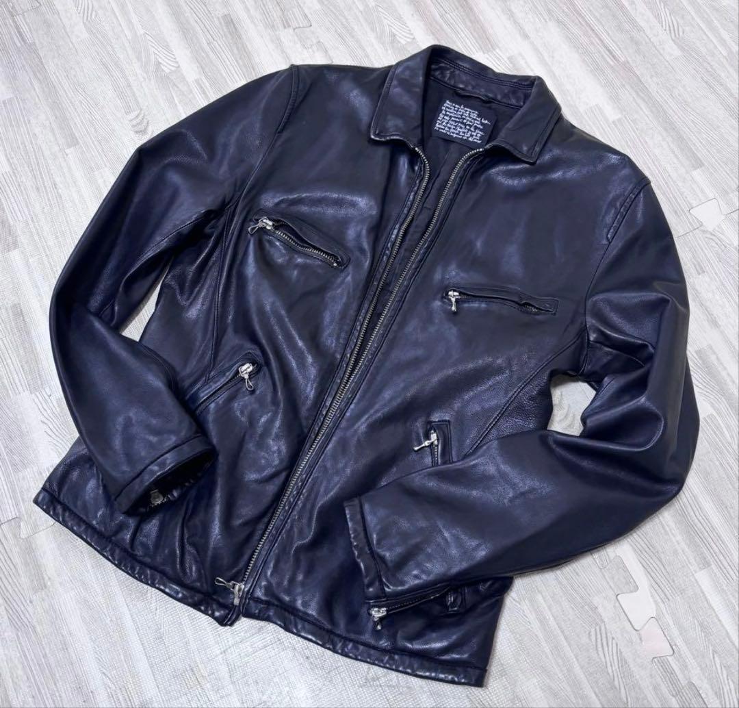 ナノユニバース　美品　本革レザージャケット高級羊革！　メンズMサイズ NANO universe（ナノ・ユニバース） 革ジャン ライダース ラムナッパ
