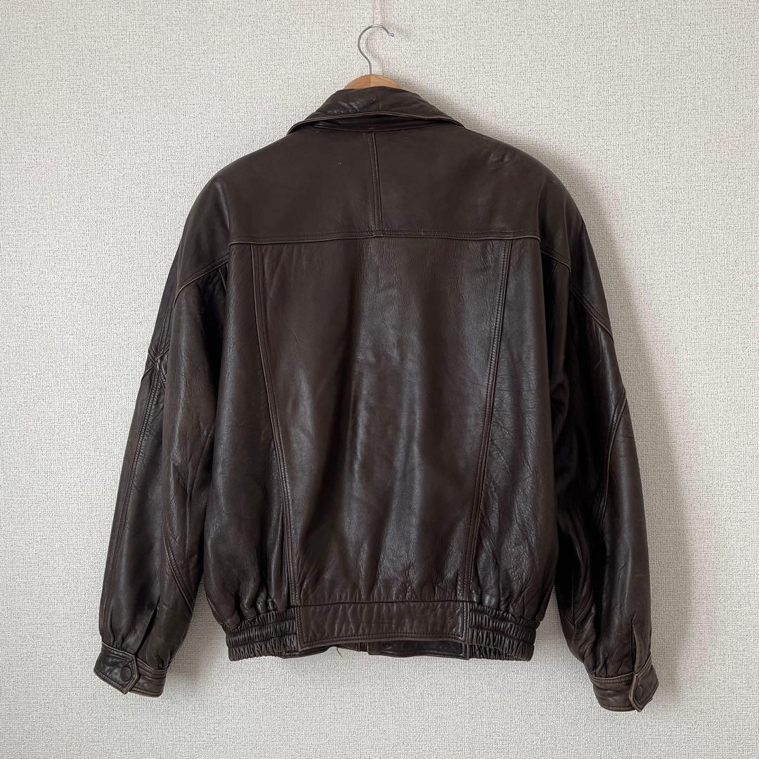 ヴィンテージ レザー ボンバージャケット ダークブラウン シープスキン