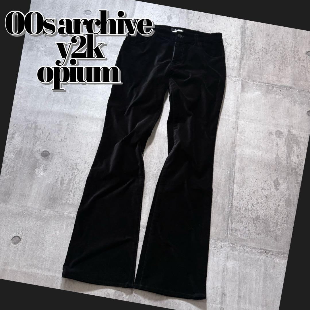 パンツ 00s velours flare pants y2k archive punk