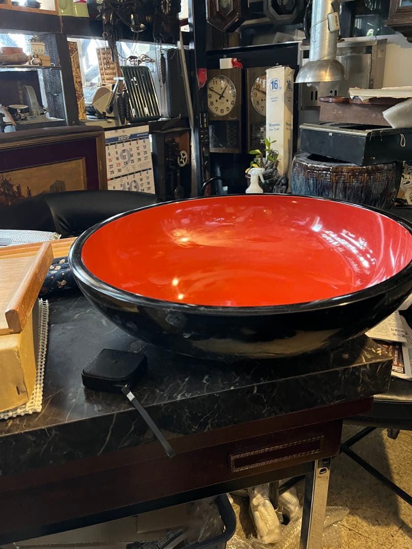 こね鉢、小川こね鉢、蕎麦打ち、うどん こね鉢小川 こね鉢 黒内朱 ソバ打ち うどん打ち 蕎麦 業務用 – 山家漆器店