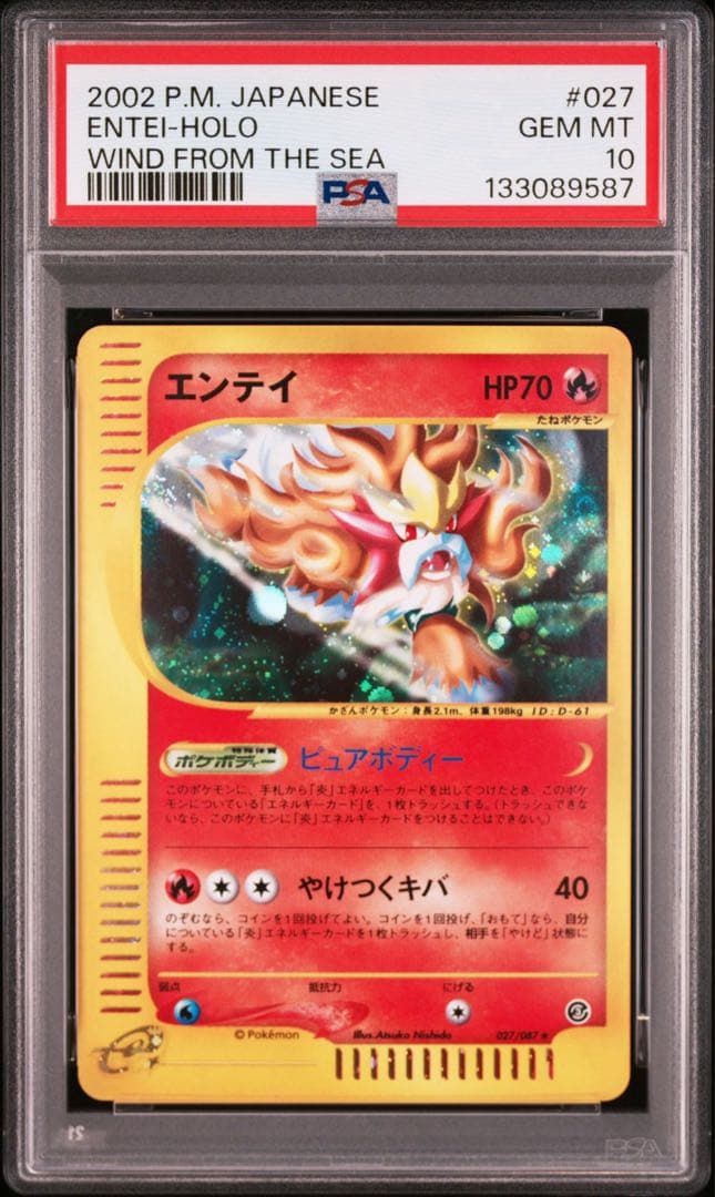 世界100枚 エンテイ ホロ 2002 海からの風 カードe 027 PSA10
