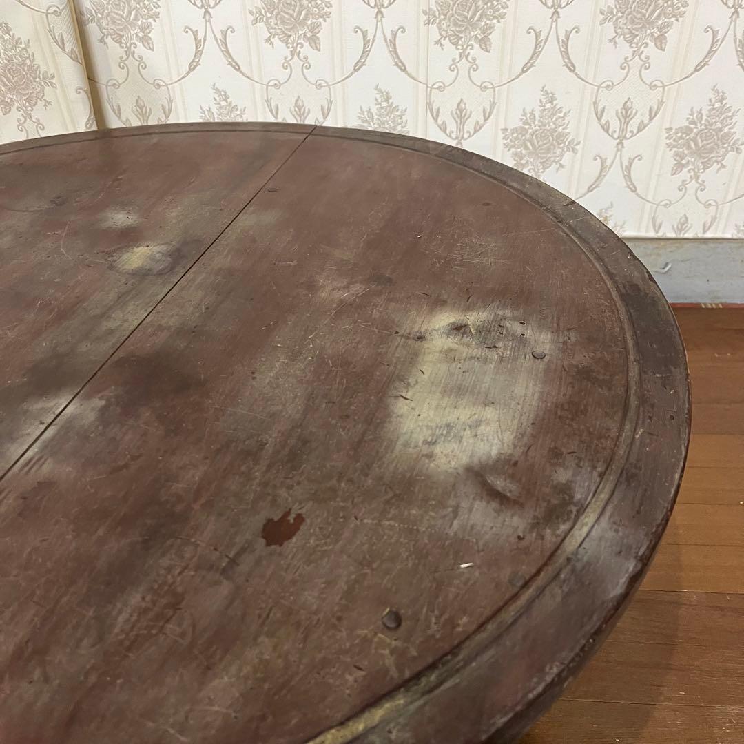 アンティーク】昭和レトロ 木製 ろくろ脚 折り畳み ちゃぶ台 座卓 古