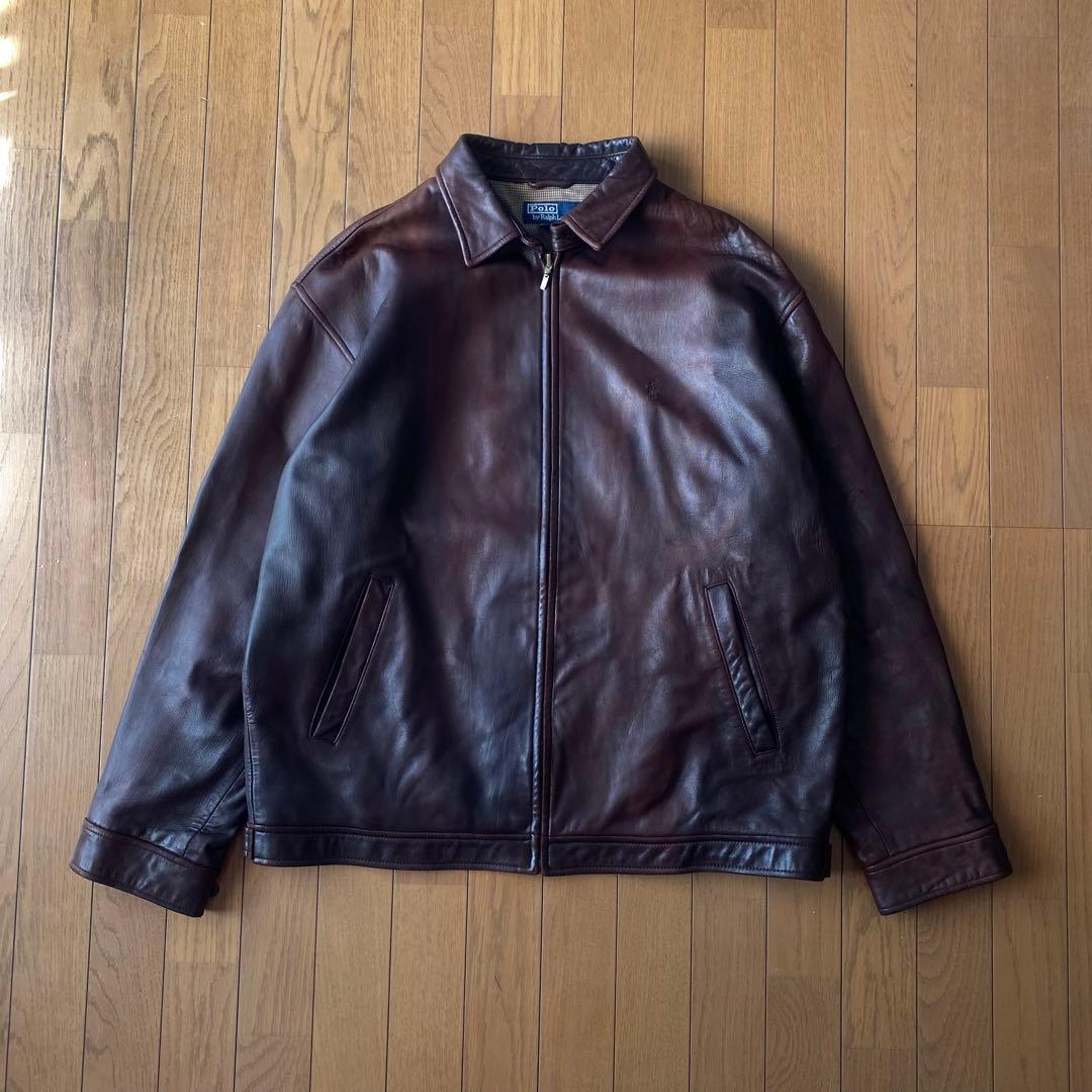 極美品 90s Ralph Lauren レザージャケット 羊革 ブラウン XL - メルカリ