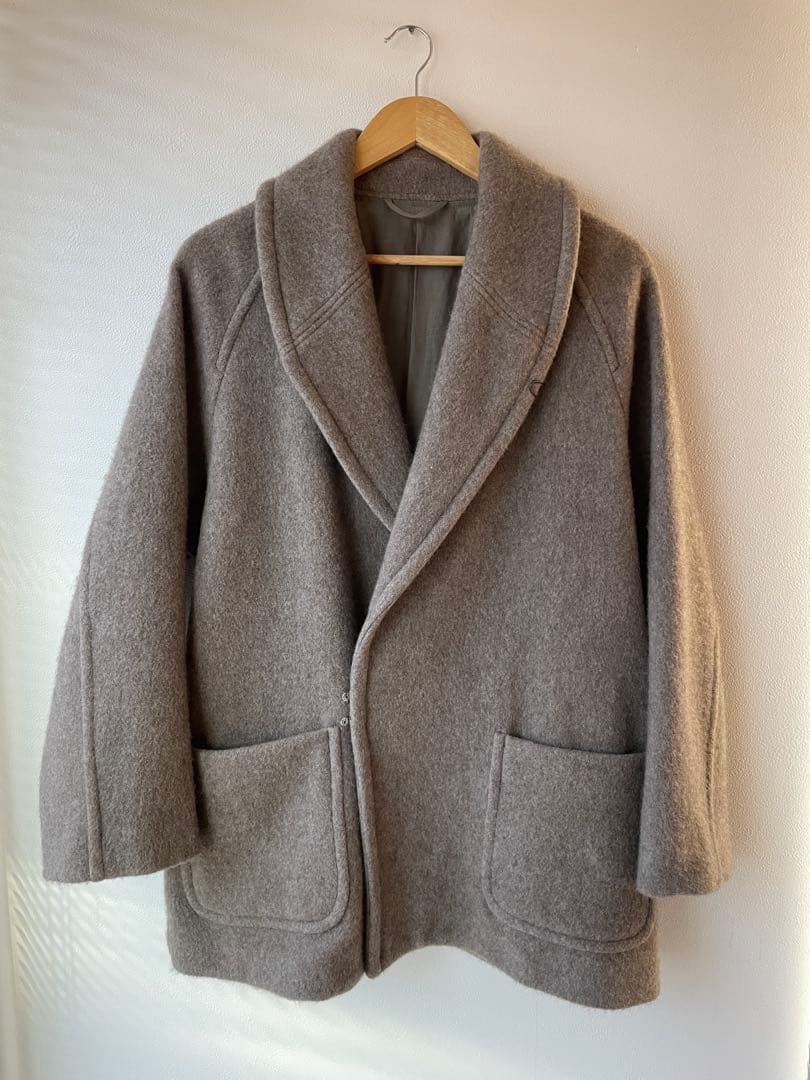 COMOLI ヤクウールショールカラーコート