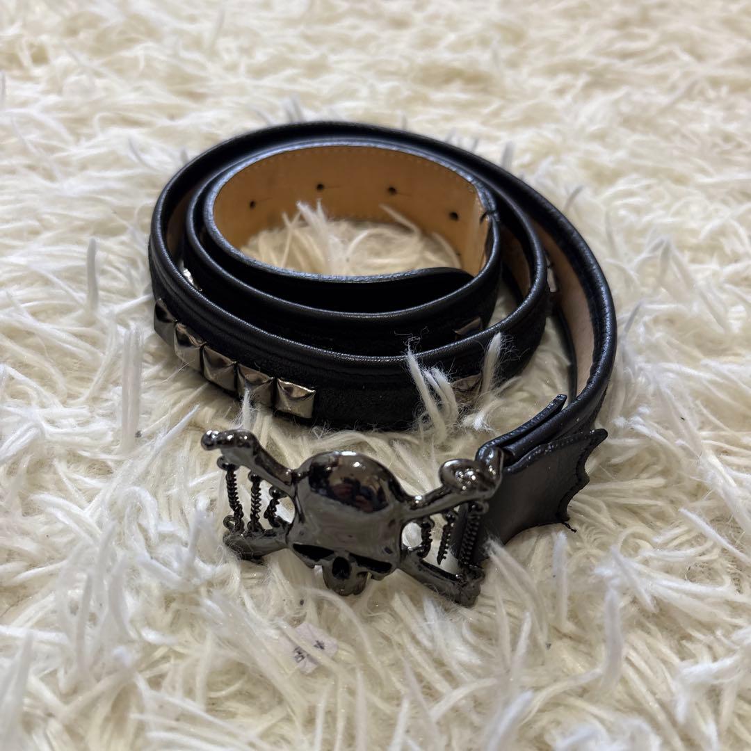 Roen ロエン スカル 髑髏 ドクロ　スタッズ レザー ベルト 黒 激レア☆