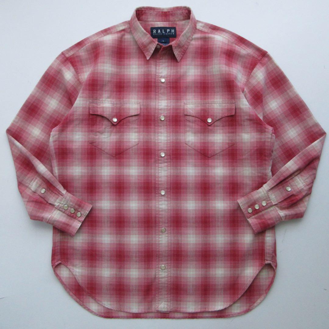 ひげさま専用80s ラルフローレン オンブレ シャドーチェック ウエスタンシャツ