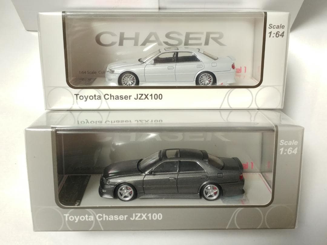 FH 1/64 トヨタ チェイサー JZX100 ガンメタ ホワイト 2台セット