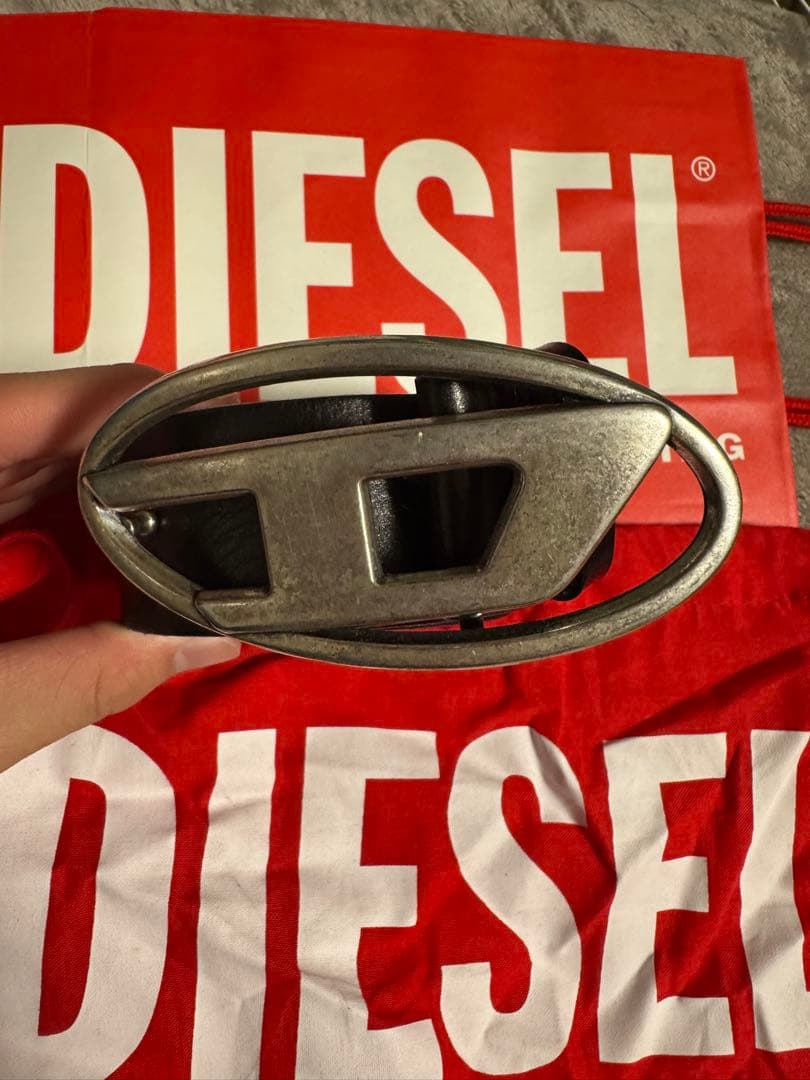 DIESEL 黒 レザー ベルト 85/34