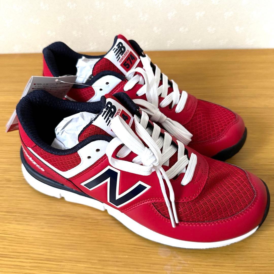 新品【ニューバランス】ゴルフシューズ574 24.5cm 赤 レッド - メルカリ