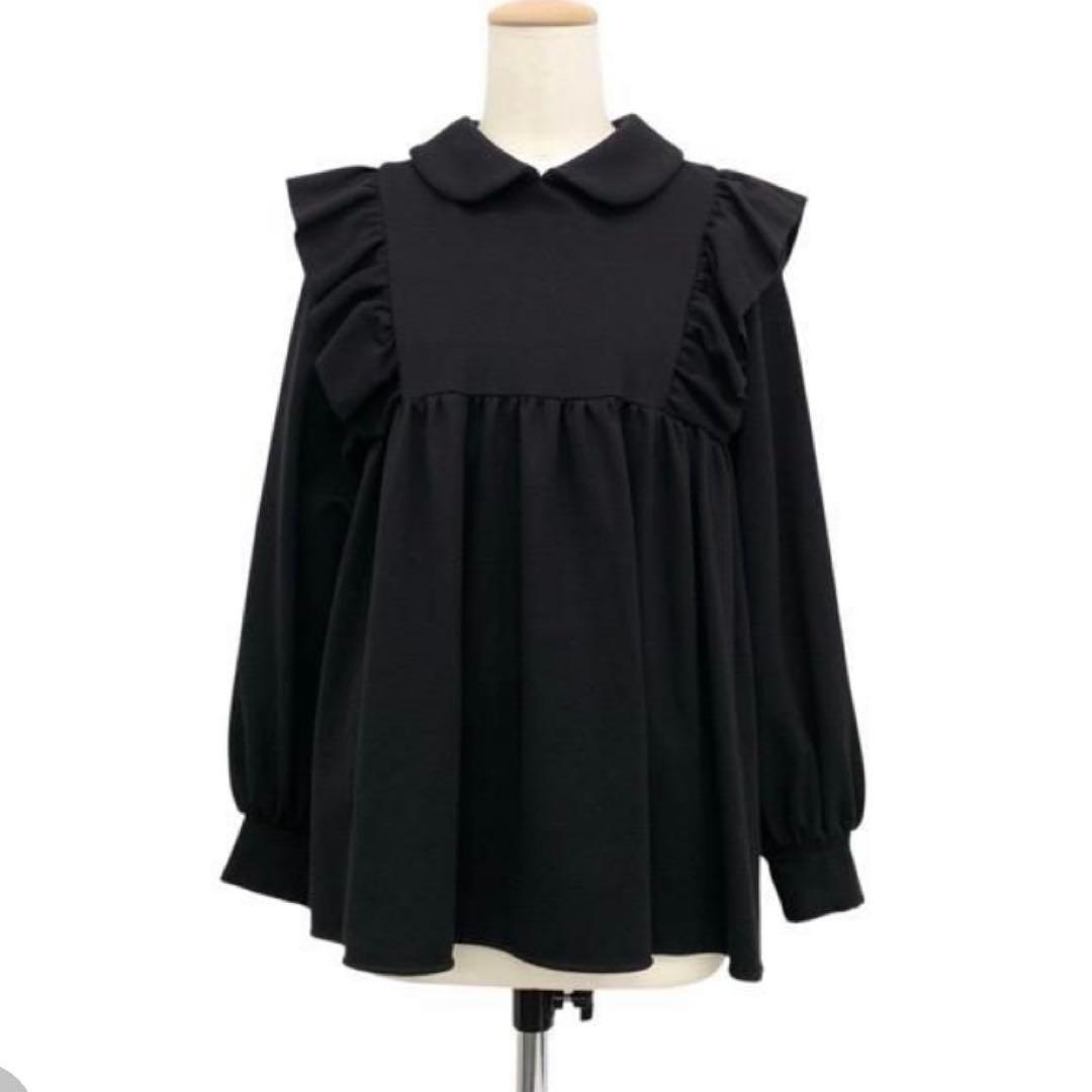 美品 yori 襟付きフリルブラウス 長袖 ボリュームスリーブ