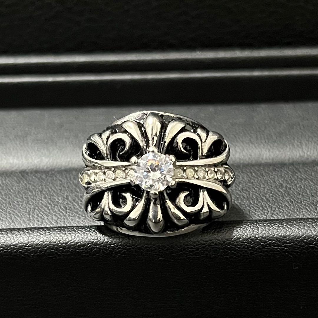 ジルコニア CZ フローラルクロスリング シルバー フローラルリング