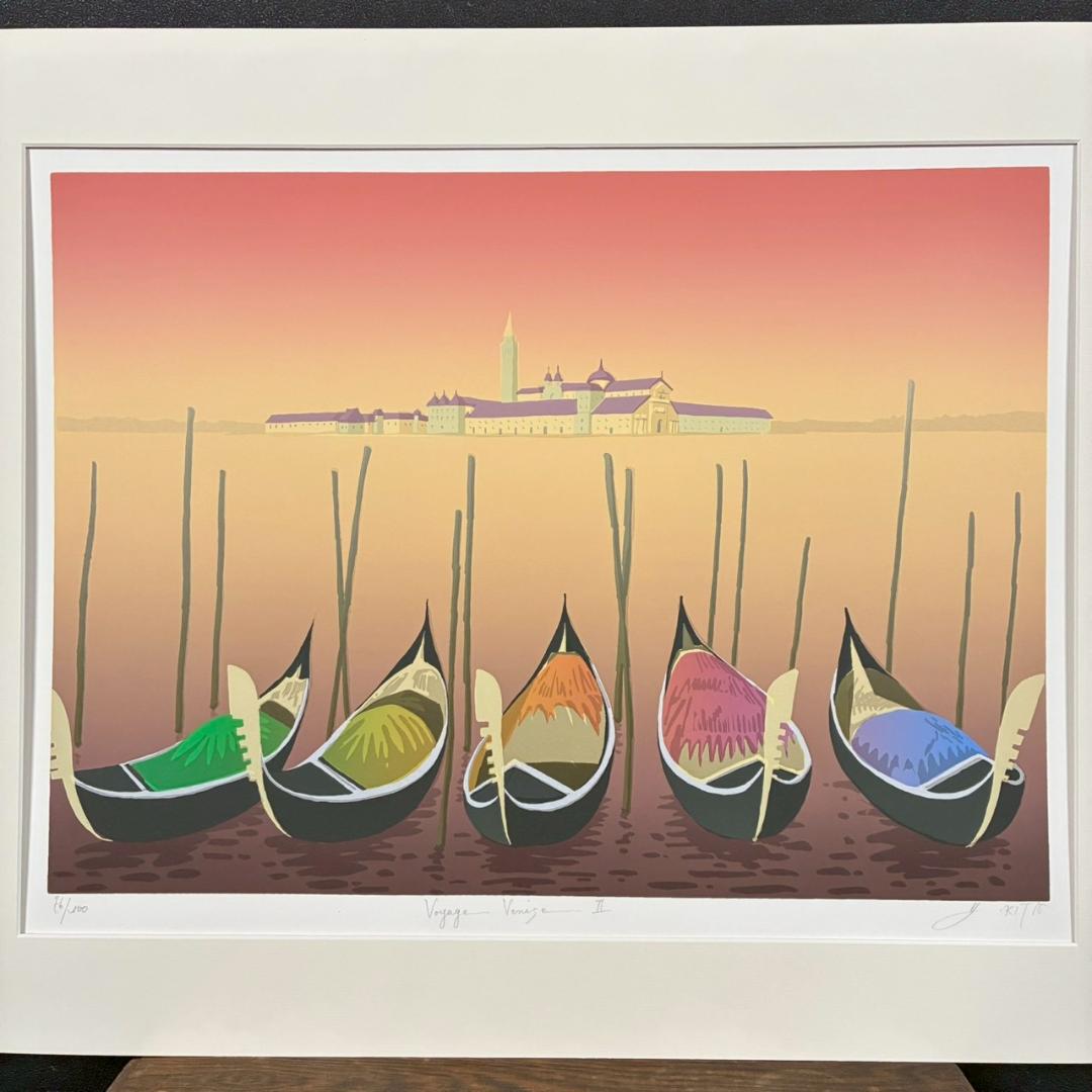 北吉晃「Voyage～」シルクスクリーン 直筆サイン入り お洒落な額装