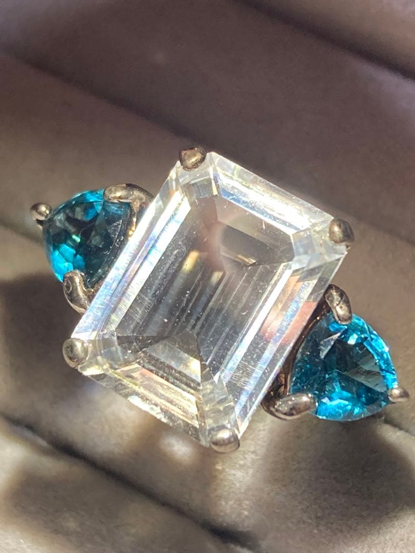 ト*ー様 【超爆安】ロンドンブルートパーズ ホワイトトパーズ？ リング 約22号