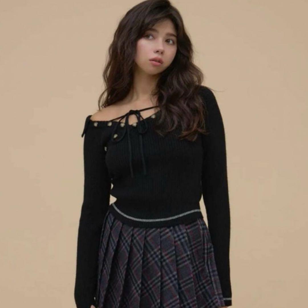 トップス andmary Anita button knit tops ANDMARY】Anita button knit tops