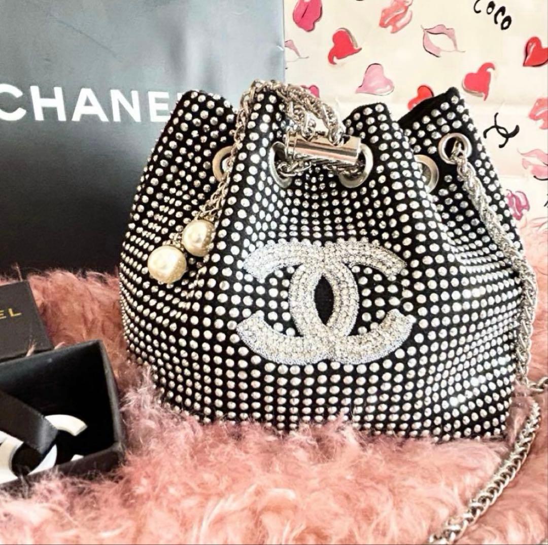 シャネル• ラインストーン CCロゴ 巾着型ショルダーバッグ 楽天市場】【新品・未使用品】シャネル CHANEL ラインストーン ココ
