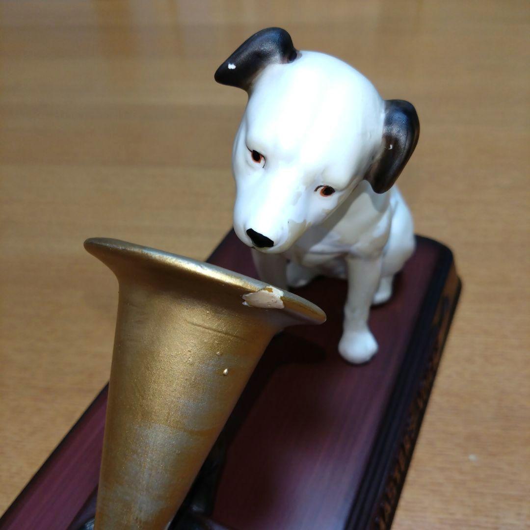 昭和レトロ】◇ビクター犬◇蓄音機とニッパー台座付◇陶器製◇超稀少