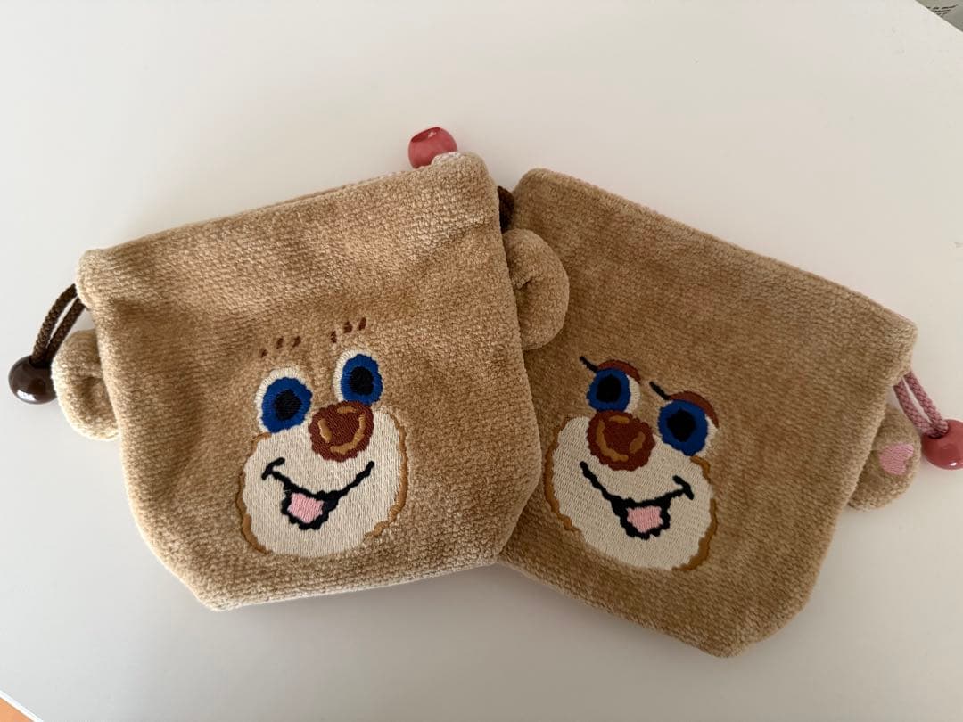 ドアップテディ　テディガールの耳付き巾着 2個セット