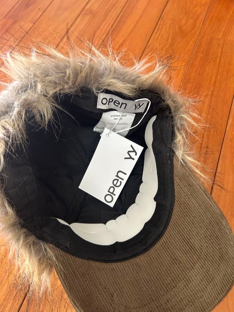 OPEN YY ファー付き ブラウン コーデュロイキャップ 00 - メルカリ
