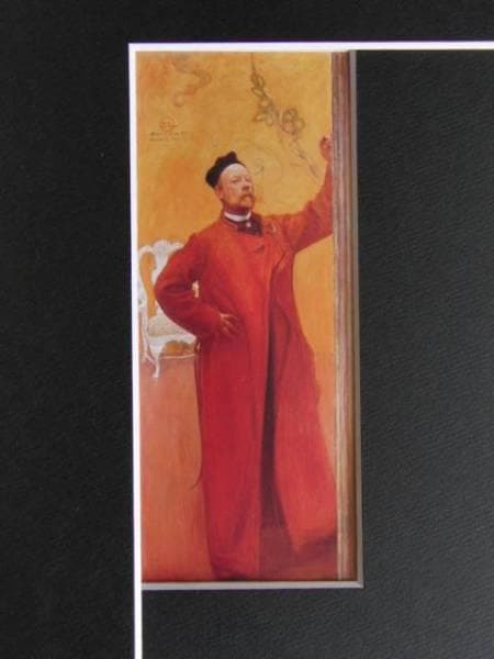 カール・ラーション、鏡の前で、自画像、希少画集画、新品額装付