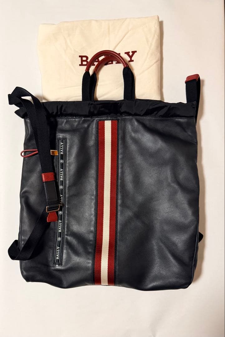 中古　BALLY レザートートバッグ　ビジネス　リュック　巾着　ストライプ