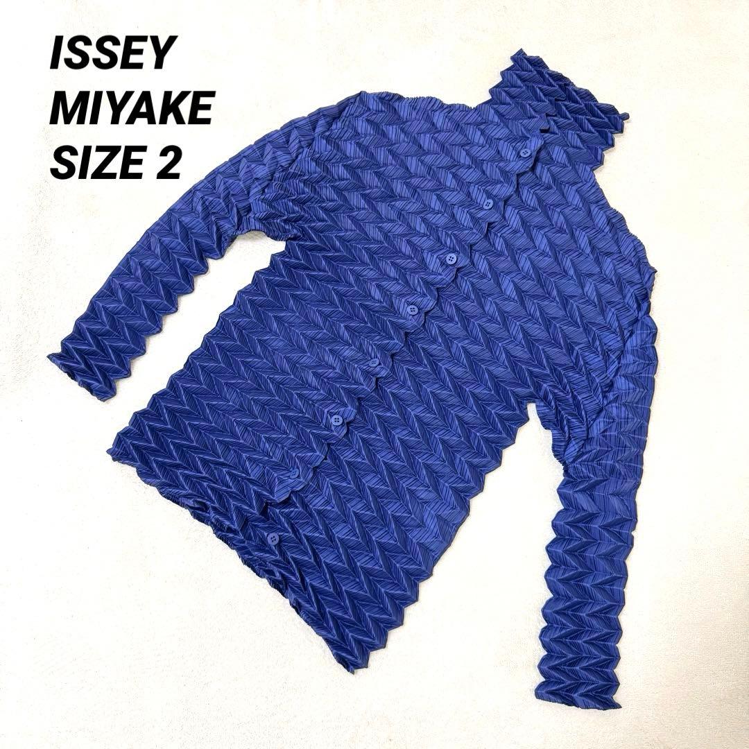 極美品✨ISSEY MIYAKE プリーツ　立体　変形　ネイビー　長袖　シャツ 中古・古着通販】ISSEY MIYAKE (イッセイミヤケ) 長袖プリーツシャツ