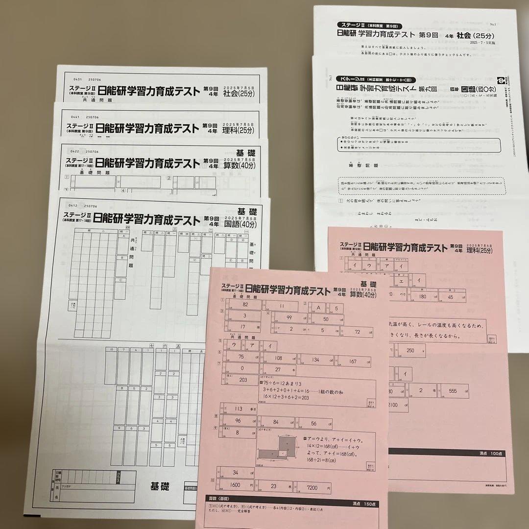 未使用❗️2025年 日能研 4年 ステージⅡ育成テスト⑨⑩ - メルカリ