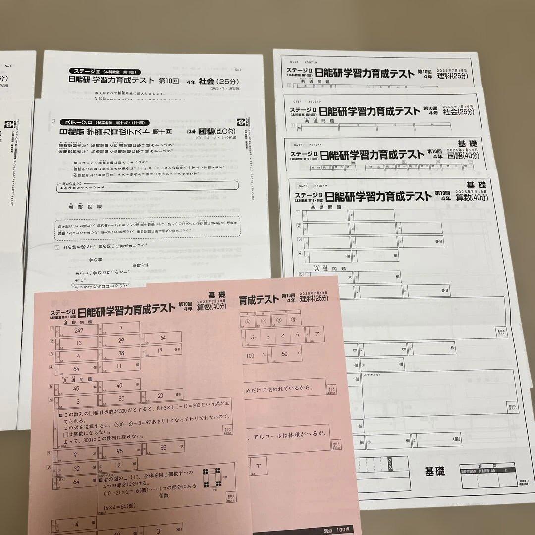 未使用❗️2025年 日能研 4年 ステージⅡ育成テスト⑨⑩ - メルカリ