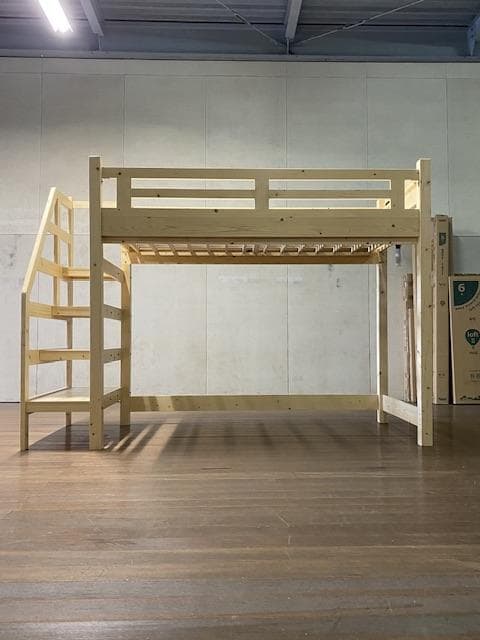 【九州～関東送料無料】階段付きロフトベッドナチュラル　 アウトレット　1001