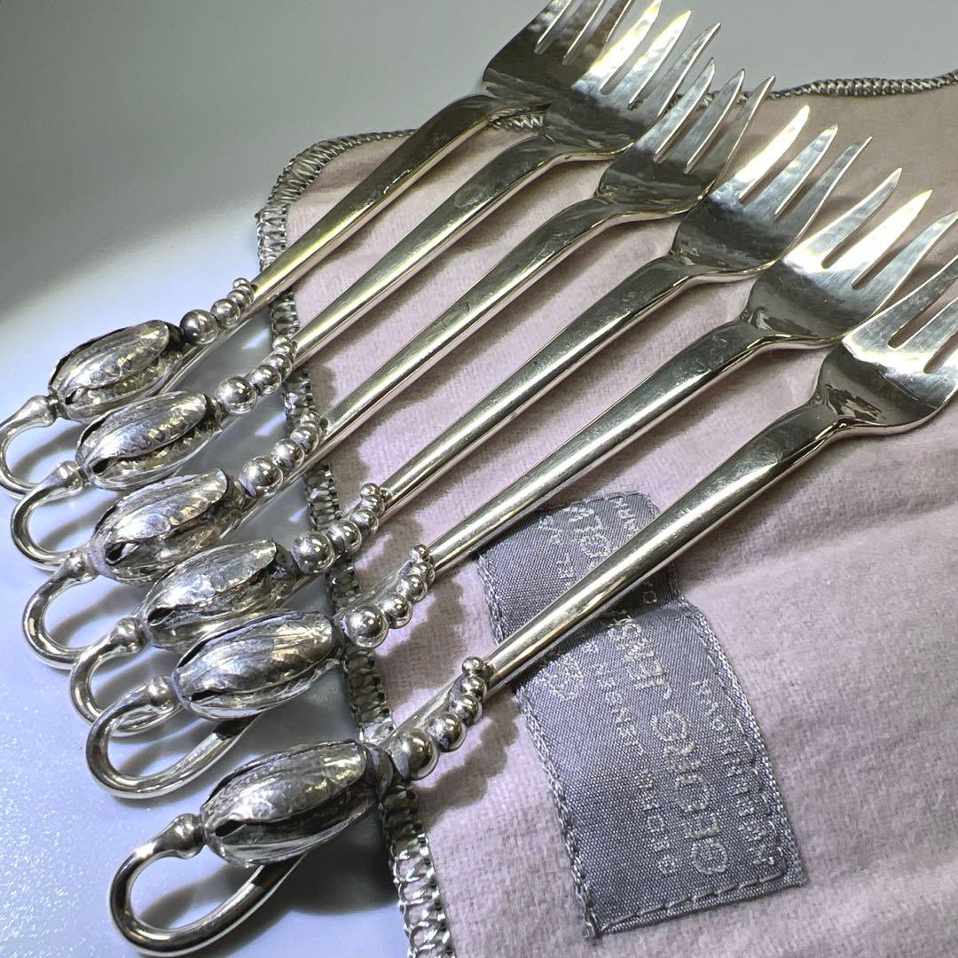 ジョージジェンセン　激レアブロッサムsterling925 デザートフォーク6本