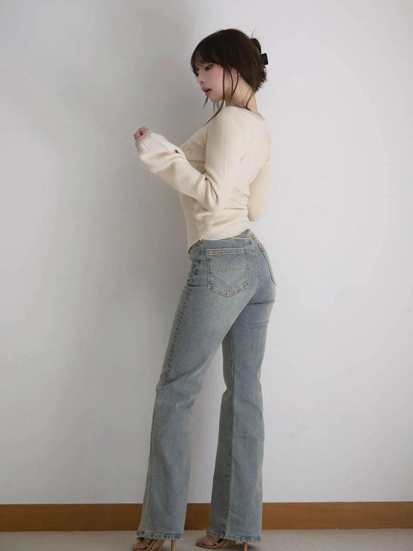 パンツ andmary Heart stitch denim M Denim-look wide-leg jeggings - Light denim blue - Kids | H&M IN