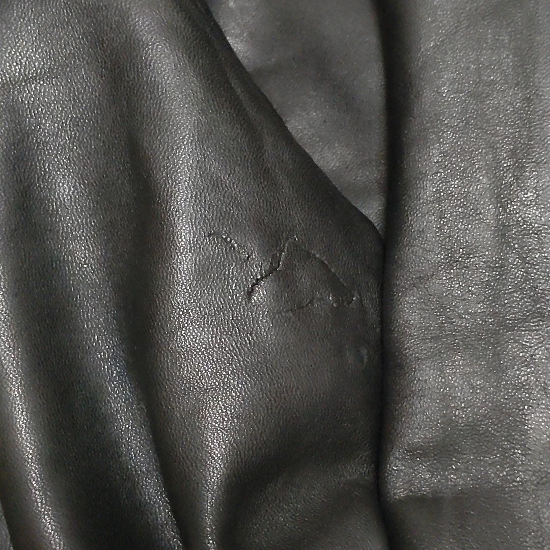 希少】90s ラルフローレン 刺繍 羊革 襟付き ラムレザージャケット