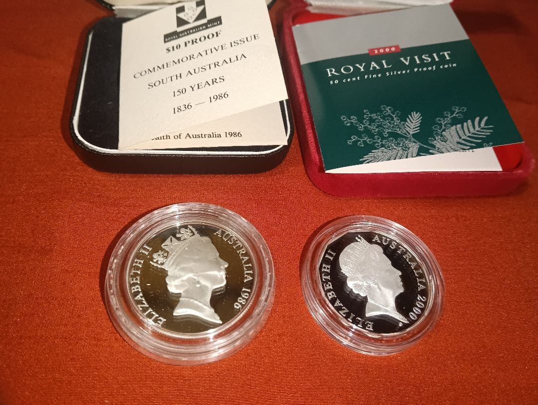 k*i様 希少 オーストラリア記念銀貨2種＆純銀製ビンテージ ベル型