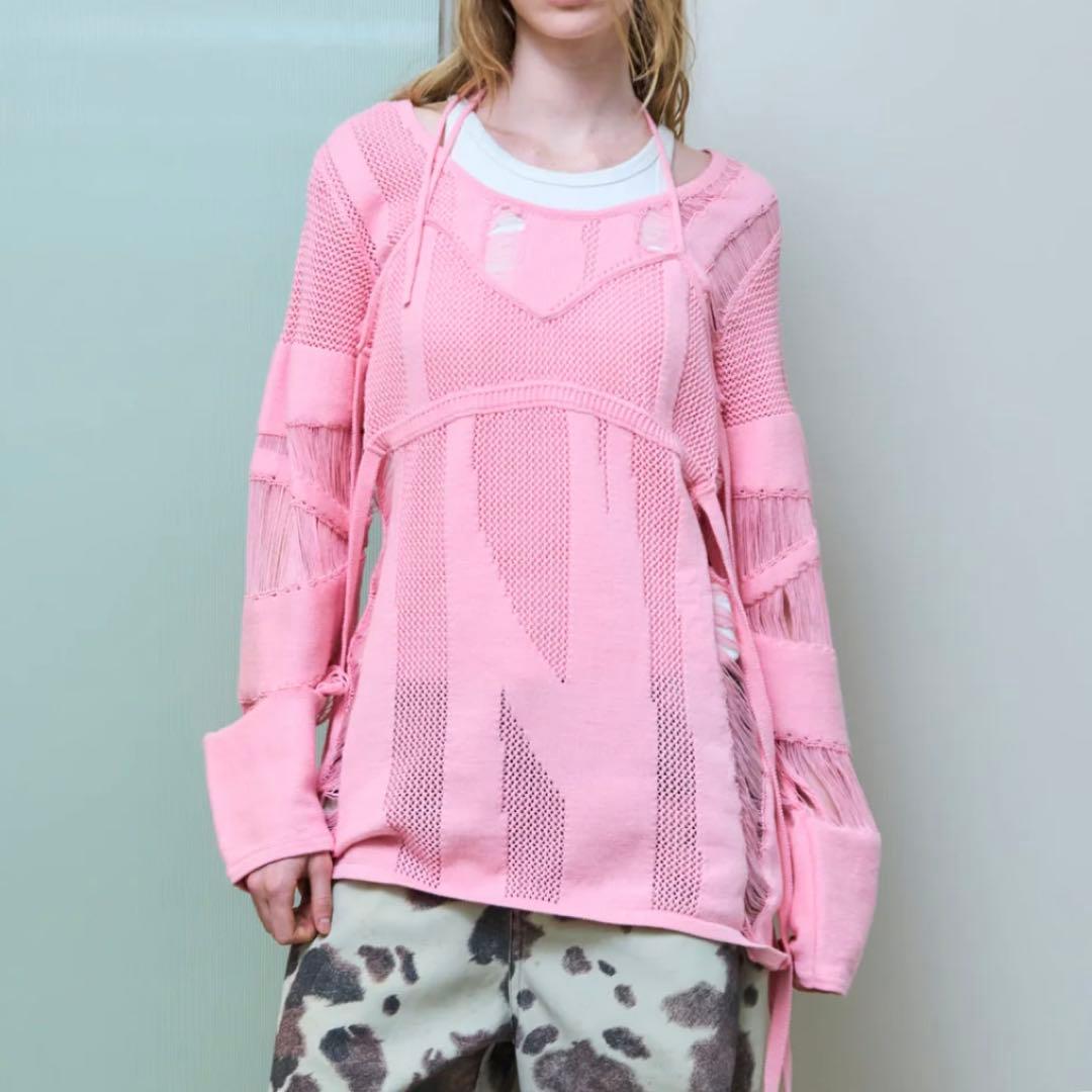 メゾンスペシャルRandomMeshKnitTops (pink)