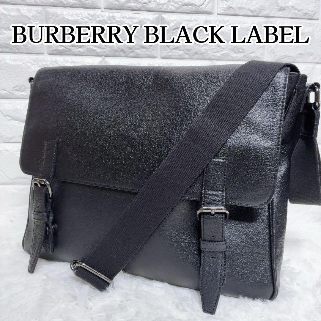 BURBERRY BLACK LABEL ショルダーバッグ 黒 ビジネス レザー